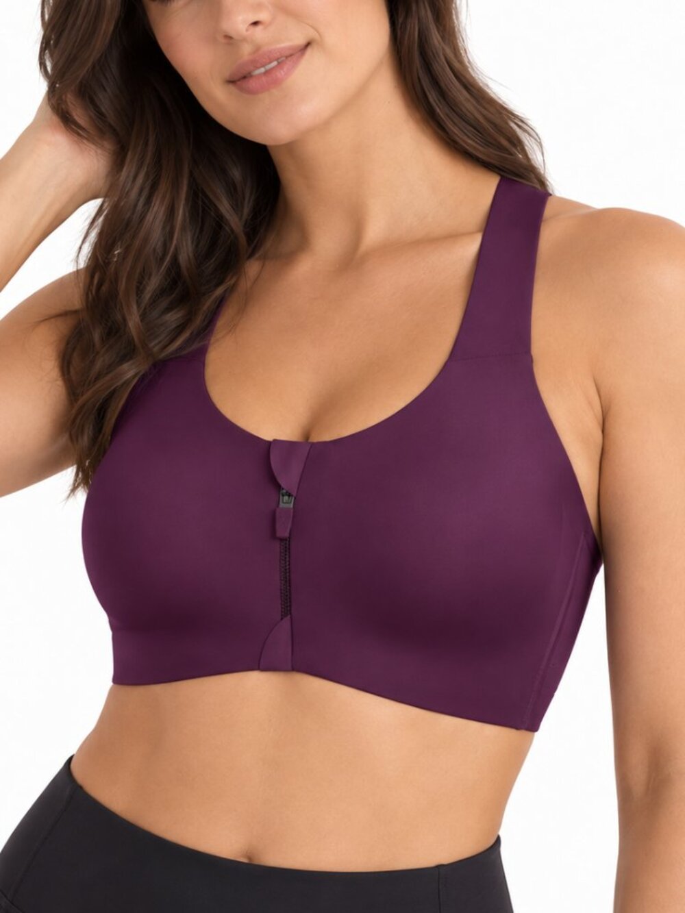 KNIX Catalyst Front Zip Sports Bra Purple 7 36DD 36E 38DD Cross Back Running